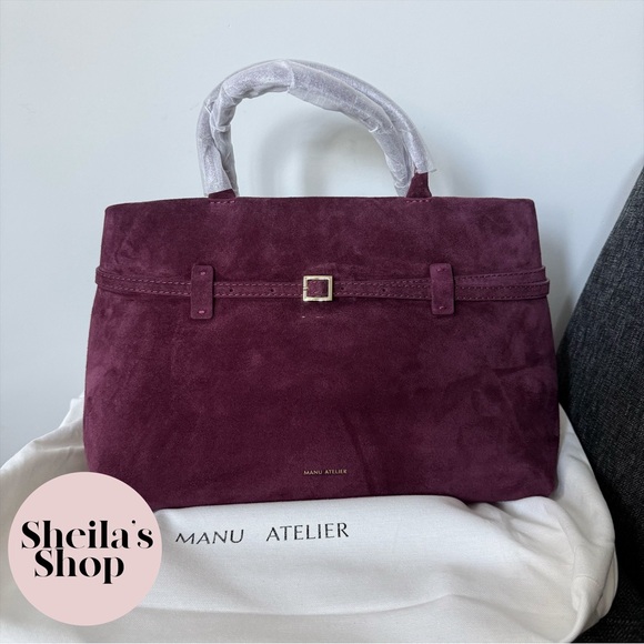 NWT Manu Atelier Le Cambon 35 Bag in Merlot Suede - Picture 2 of 8